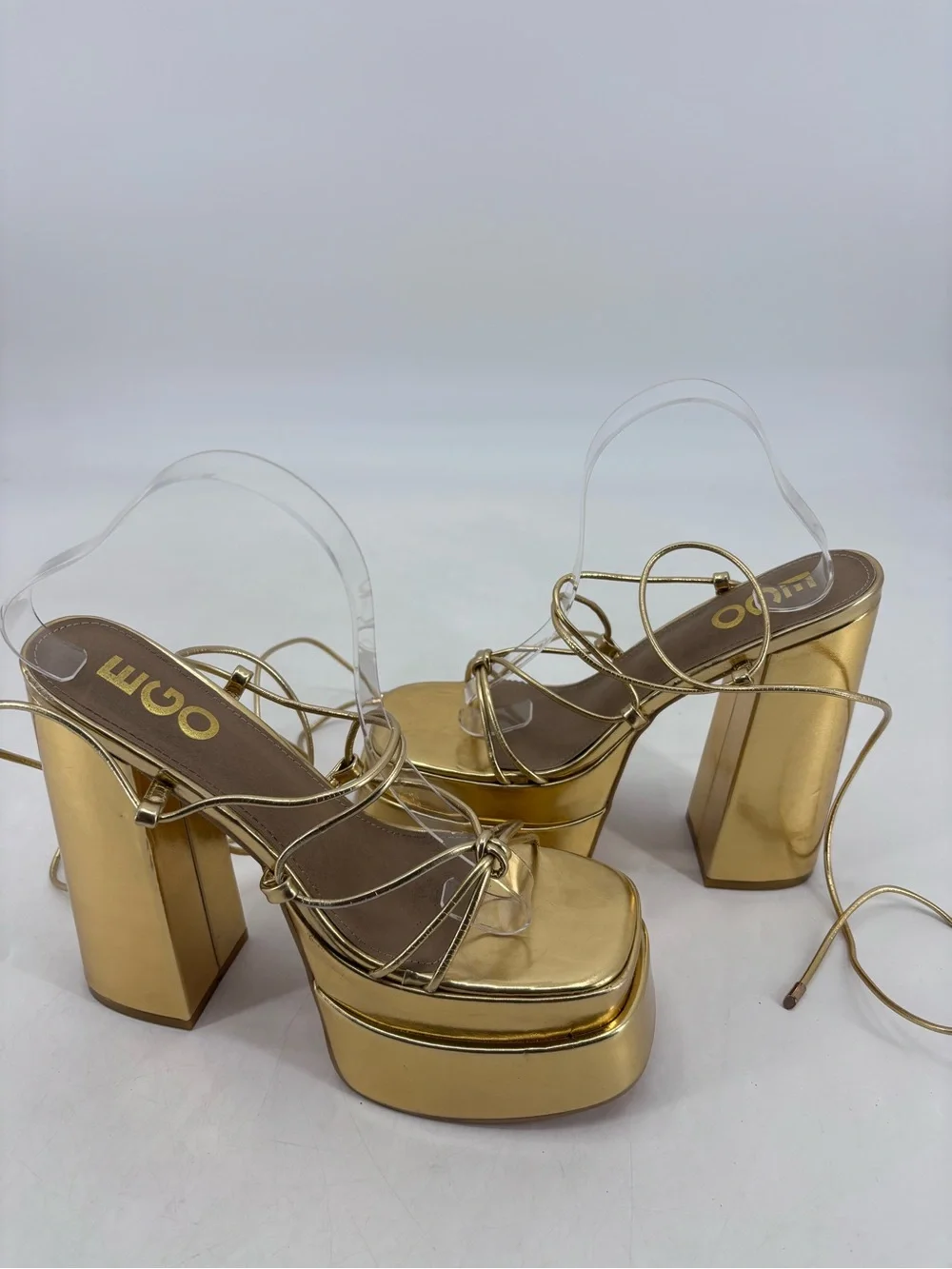 EGO x Stassie Mia Kylie Jenner Khloe Kardashian Metallic Retro 70s Platform Heel